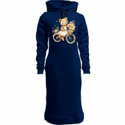 Женская толстовка-платье Плюшевый мишка на велосипеде (2)