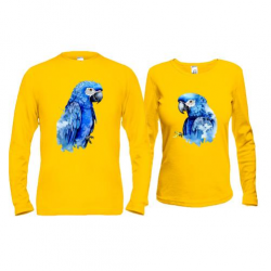 Парные лонгсливы с синими попугаями