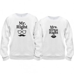 Парные кофты Mr Right - Mrs always Right - (Вышивка)