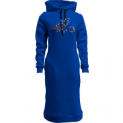Женская толстовка-платье Ветка со снежинками (Вышивка)