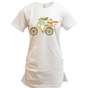 Подовжена футболка Кролик на велосипеді