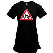 Подовжена футболка Обережно, велосипедист!