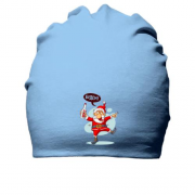 Бавовняна шапка з написом "Будьмо" і Дідом Морозом
