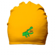 Хлопковая шапка с крокодилом и надписью " Я голоден"