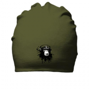 Хлопковая шапка с обезьяной в наушниках