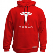 Худи без начеса с лого Tesla
