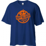 Футболка Oversize "Happy Halloween" з гарбузом в колі
