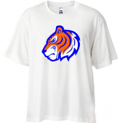 Футболка Oversize с оранжево-синим силуэтом тигра