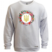 Свитшот без начеса с венком и гербом Украины