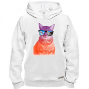 Худи BASE с разноцветным котом в очках