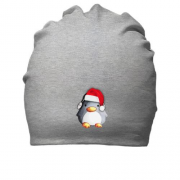 Хлопковая шапка с пингвином в новогодней шапочке
