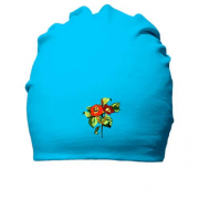 Хлопковая шапка с цветком в черепах