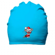 Бавовняна шапка з щуром в новорічному вбранні