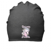 Бавовняна шапка з єдинорогом і написом "Unicorn Dreams"