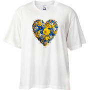Футболка Oversize Серце із жовто-синіх квітів (3)