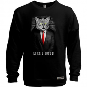 Світшот без начісу з котом в піджаку "Like a Boss"
