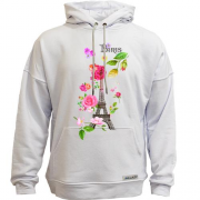 Худи без начеса с Эйфелевой башней и цветами "Paris"