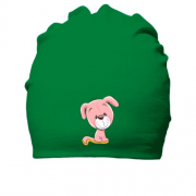 Хлопковая шапка с розовой собакой