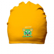 Хлопковая шапка с зеленым котом