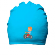 Бавовняна шапка з хлопчиком на велосипеді