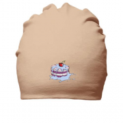 Хлопковая шапка с тортом и вишенкой