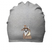 Хлопковая шапка с собакой в кителе и очках