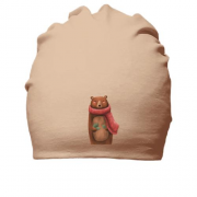 Хлопковая шапка Медведь в шарфе