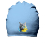 Хлопковая шапка Кот с желто-синими красками