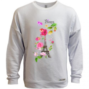 Свитшот без начеса с Эйфелевой башней и цветами "Paris"