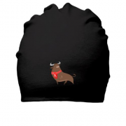 Бавовняна шапка з новорічним биком в шарфі