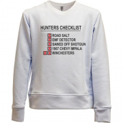 Детский свитшот без начеса  с принтом  "Hunters checklist"