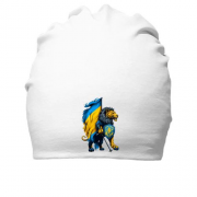 Хлопковая шапка Лев-воин с украинским флагом