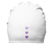 Бавовняна шапка з фіолетовими серцями