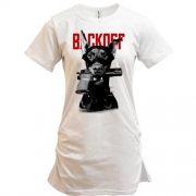 Подовжена футболка Backoff - пес з пістолетом