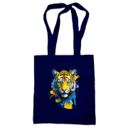 Сумка шопер з тигром у жовто-синіх фарбах