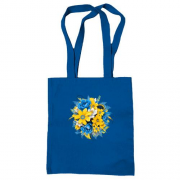Сумка шопер з жовто-синім букетом квітів (2)