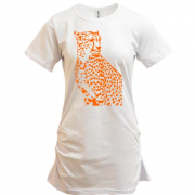 Подовжена футболка з контурним леопардом