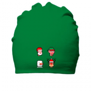 Бавовняна шапка з піксельними новорічними персонажами