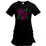 Подовжена футболка з трояндами (контур)
