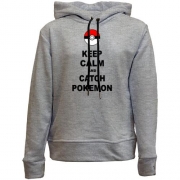 Детский худи без флиса Keep calm and catch pokemon