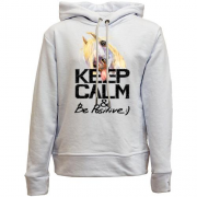 Детский худи без флиса с лошадью Keep calm and be positive