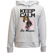 Детский худи без флиса Keep calm and be woman