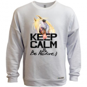Світшот без начісу з конем Keep calm and be positive