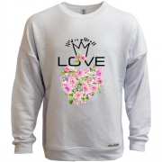 Свитшот без начеса с сердцем из роз "love"