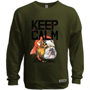 Свитшот без начеса с Бульдогом "Ceep calm & be cool"