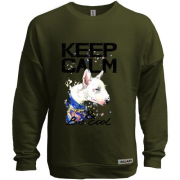 Свитшот без начеса з бультерьером Ceep calm and be cool