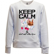 Детский свитшот без начеса Keep calm and don't eat after 6 pm с зайчиками