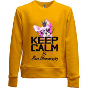 Детский свитшот без начеса с Бостон-терьером "Ceep calm & be princess"