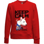 Детский свитшот без начеса з бультерьером Ceep calm and be cool