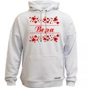Худи без начеса с сердечками и именем "Вера"